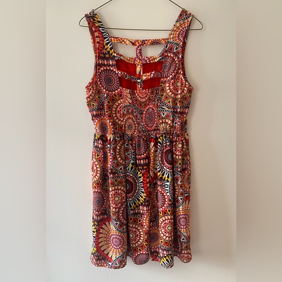 Xhilaration Target Brand Multicolored Fit and Flare Patterned Dress with Pockets - Picture 2 of 13